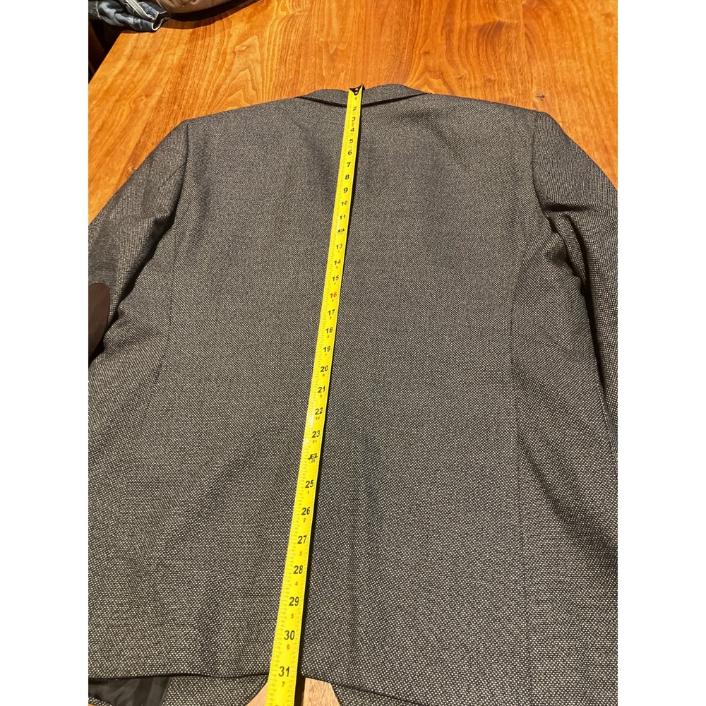 Stafford Mens 48R Grey Micro Pattern Blazer Sport Coat Brown Elbow Patches - Picture 6 of 12